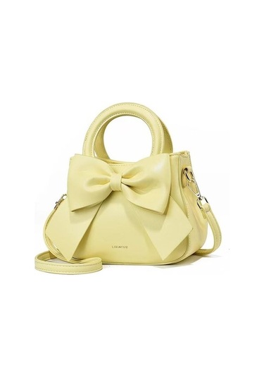 Ilkbahar Ve Yaz Küçük Çantalar, Üst Düzey Moda Fiyonklar, Omuzda Taşınan Çapraz Çantalar, Kadın Çantaları Sarı 140604 Beyaz