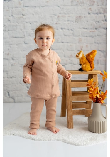 Zeyland Kız Bebek Nakışlı Kaşkorse Bluz Ve Pantolon Takım-Kıremıt Kiremit