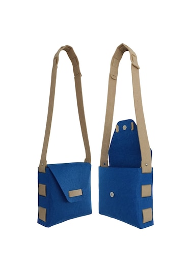 Kız Çocuk Omuz Çantası Keçe Sağlıklı Dikişsiz Etkinlik Günlük Çanta Mavi-kahve Mavi