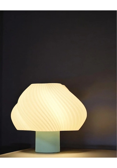 Aura Modern Tasarım Masa Lambası , Komidin Aydınlatma Şık Abajur - Su Yeşili Beyaz Çok Renkli