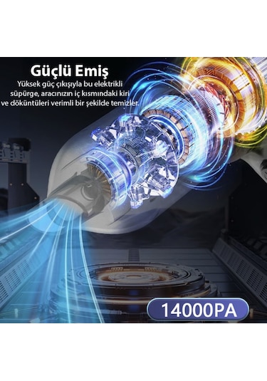 Turbo Emiş 14000 Pa Güçlü Vakum Araç Süpürgesi Portatif Ev Araba Kullanımı İçin Süpürge