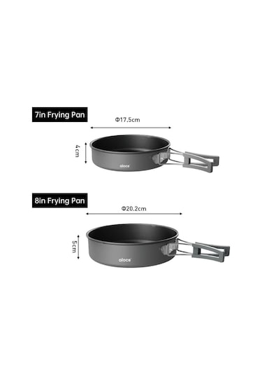 Mufunye Kamp Takımı Tava, 8in, Katlanabilir Kılıflı - Alüminyum Alaşımlı Çok Renkli