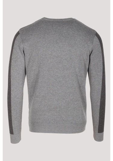 Erkek Triko Grimelanj Bisiklet Yaka Desenli Slim Fit Pamuklu Kazak Ncs Jeans 3740 Grimelanj