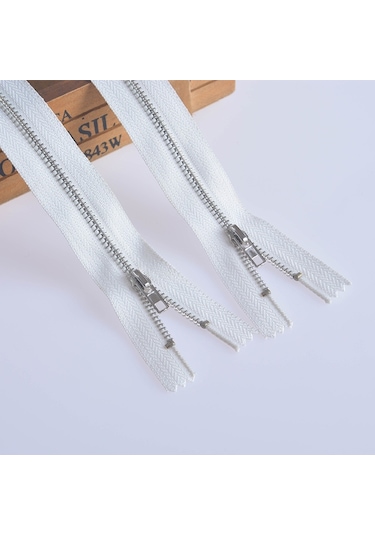 100 Adet No.3 Metal Bakır Fermuarlı Pantolon Placket Fermuar, Özellikler: 11cm Platin + Beyaz