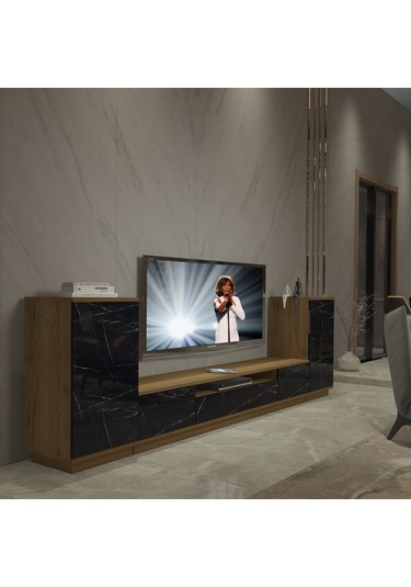Decoraktiv Trendstyle On2s Mdf Tv Ünitesi Tv Sehpası Pera - Siyah Mermer