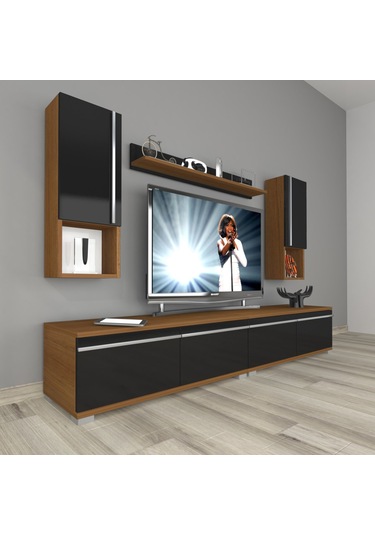 Decoraktiv Eko 5200ta Mdf Tv Ünitesi Tv Sehpası Ceviz - Siyah
