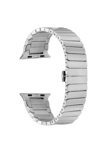 Watch Ultra 49mm Kordon Uyumlu Krd-79 Metal Strap Kayış Effx- Gümüş
