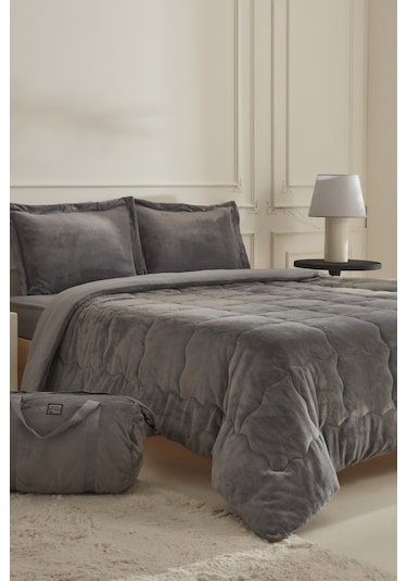 Karaca Home Flufy Tek Kişilik Soft Dream Comfort Set/uyku Seti Antrasit Antrasit