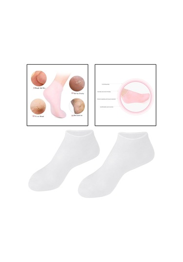 Suntek Yumuşak Silikon Jel Çorap Ayak Çorabı Koruma Beyaz-m