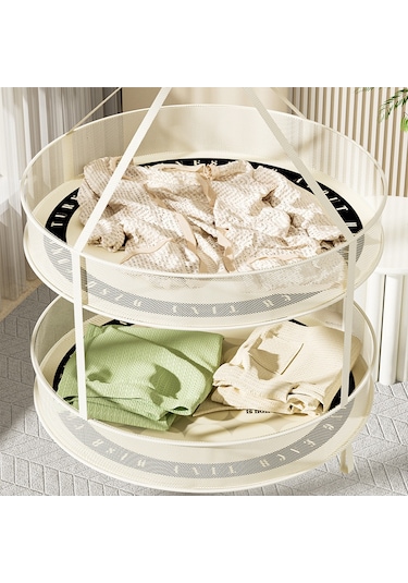 Şifreli 80g Mesh 60cm Yuvarlak Çamaşır Kurutma Sepeti, Çift Katmanlı Renkli