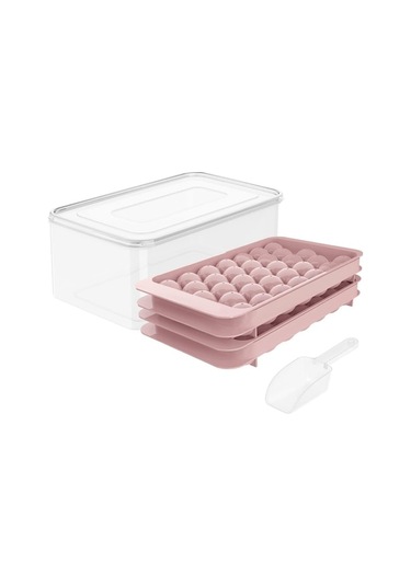 Novahub Pembe Buz Küpü Tepsisi Yuvarlak Buz Küpü Tepsileri Dondurucu İçin Kapaklı Ve Kutulu Kü Topu Makinesi Kalıpları Buz Kovası 56794292 Pembe Pembe