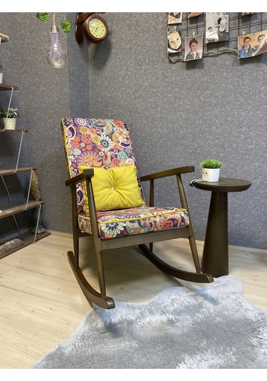 Asedia Trend Ceviz Retro Sallanan Sandalye Koltuk