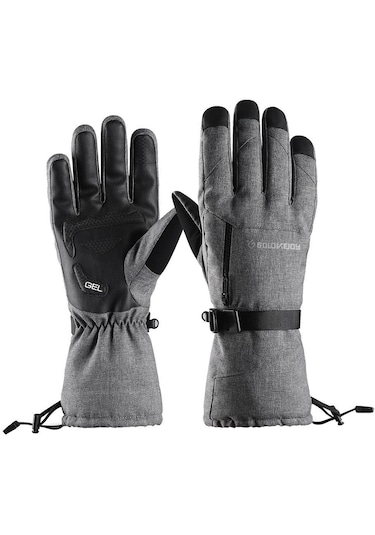 Suntek Su Geçirmez Bisiklet Eldivenleri Kış Sporları Kayak Gri