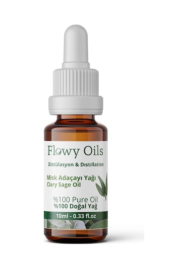 Flowy Oils Misk Adaçayı Yağı %100 Doğal Bitkisel Uçucu Yağ 10 ML