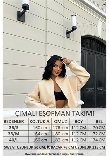 Neşeli Butik Kadın Kışlık Alt Üst Eşofman Takımı Nb0022 - Bej Bej