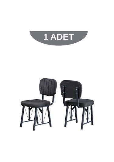 Elfin Mutfak Sandalyesi Yemek Odası Bahçe Balkon Otel Restoran Kafe Sandalyesi - 1 Adet - Siyah Siyah
