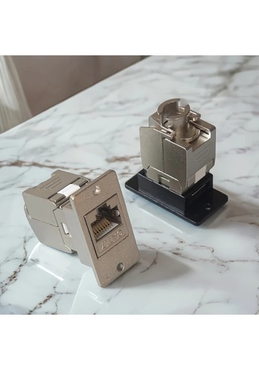 Xuweiwei Siyah 2 Adet Kategorisi 7 Rj45 Metal Panel Vidalı Montaj Güç Hatı Ağ Adaptörü 5 Adet