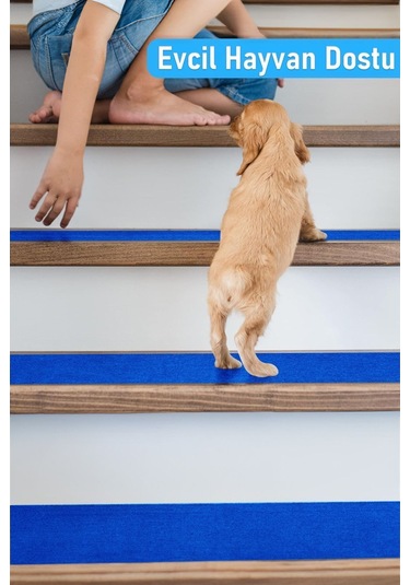 Halifleks Yapışkan Tabanlı Merdiven Basamak Paspası Rip Halı Kaymaz Tabanlı - Lacıvert Lacıvert