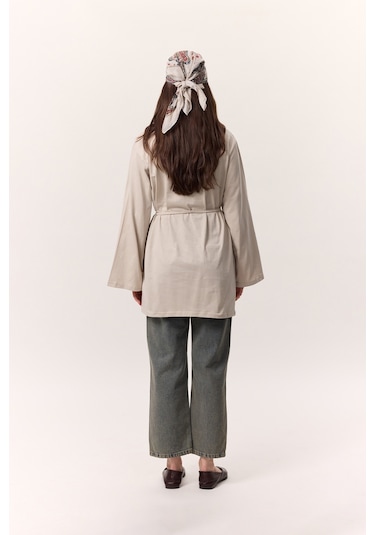 Bağlama Detaylı Oversıze Tshırt Taş Taş