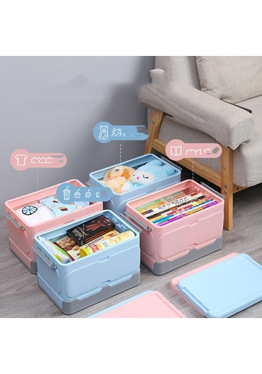 Sones Öğrenci Kitapları Sıralama Eser Plastik Katlanır Araba Depolama Kutusu, Boyut: Xl Mavi