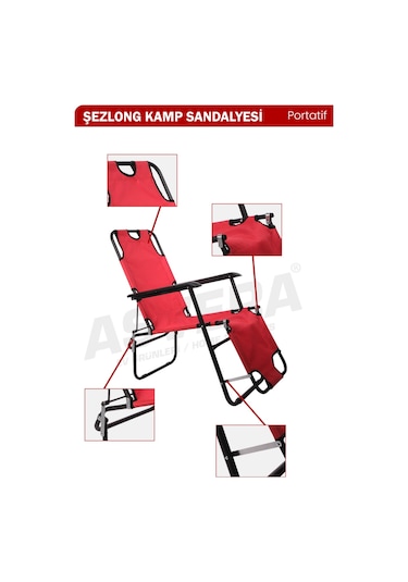 Asvera Agora Lüks Katlanabilir Kamp Şezlongu - 2'si 1 Arada Portatif Bahçe Ve Plaj Şezlongu Karışık