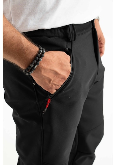 Kışlık Içi Polarlı Su Ve Rüzgar Geçirmez Softshell Pantolon Prs-1769 Siyah