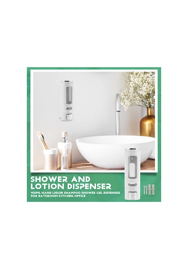 Xurunkeji 400 Ml Duvara Monte Sabunluk, Banyo Mutfak İçin Manuel El Şampuanı Duş Jeli Dağıtıcı Losyon Kabı Beyaz