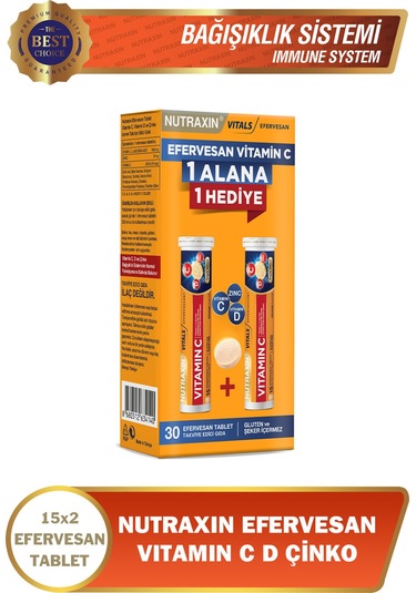 Vitamin C D Zinc 15 Efervesan Tablet - 1 Alana 1 Hediye Avantajlı Paket