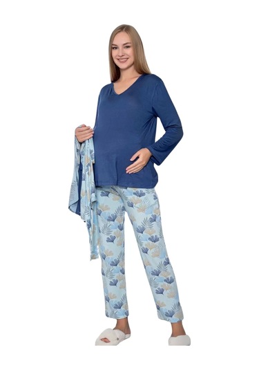 Limissi Viskon Kadın Pijama Takımı Siyah Antrasit