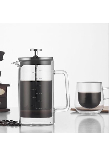 10oz Çift Duvarlı Fransız Kahve Makinesi Isıya Dayanıklı Borosilikat Cam Cezve Diğer