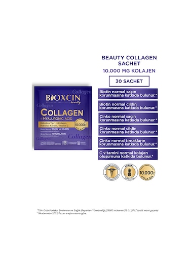 Beauty Collagen Toz 30 Saşe X 10.000 Mg Tip 1 - Tip 3 Hidrolize Kolajen - Keratin