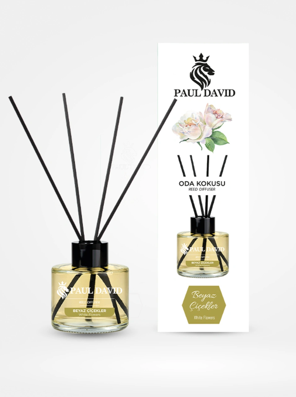 Beyaz Çiçekler Yüksek Koku Yayılımlı Dekoratif Bambu Çubuklu Oda Kokusu 145 Ml Amber