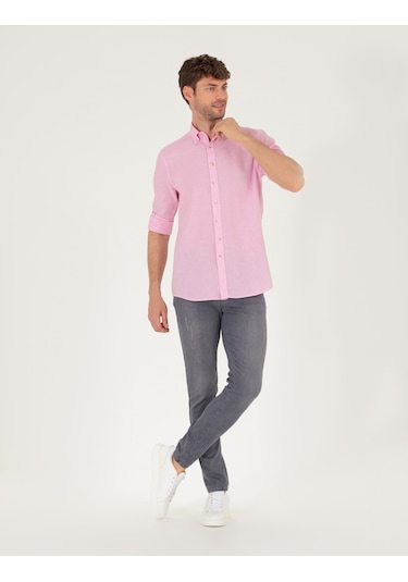 Pierre Cardin Erkek Pembe Desenli Gömlek 50265119-vr041 Pembe