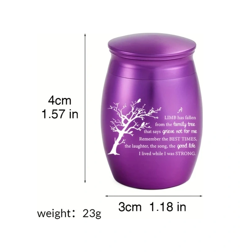 Fochsia Altın Küçük Anı Ağacı Yaşam İnsan Evcil Hayvan Külleri Alüminyum Mini Kül Kutusu