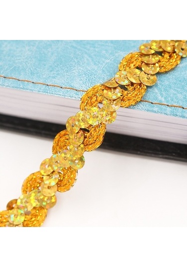 Novahub Zp0003015 Dalga Payet Dantel Kemer, 25m Uzunluk, 1.5cm Genişlik, Parıltılı Altın Diy Aksesuar