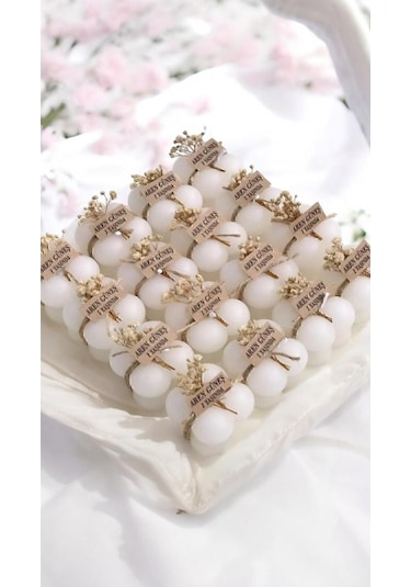 Hediyelik 10 Adet Süslemeli Bubble Mum, Nikah Şekeri, Doğum, Sünnet, Düğün, Nişan, Söz