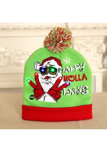 Novahub Yetişkin Yeni Şapka Renkli Örgü Noel Modelleri Mavi Kar Işıklı Çiçeği 25 Dh 25