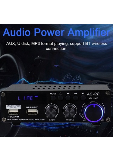Xiyyadms As-22 12volt Taşınabilir Ses Güçlendirici, Ev Ve Araç İçin Kompakt Ses Sistemi Amplifikatörü