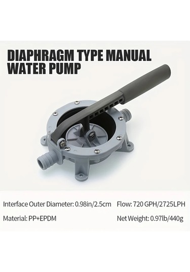 Motion003 720gph Manuel Bilge Su Pompası Deniz Teknesi İçin Kendi Kendine Emişli Diyafram El Aleti Kauçuk Malzeme Gri Tek Paket Su Transferi