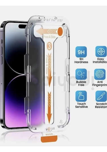 Apple Uyumlu   iPhone 16 Pro Hayalet Kolay Uygulama Aparatlı Ekran Koruma