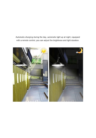 Symbee Güneş Enerjili Led Avize, İç-içe Kullanıma Uygun, 60 Led İkili Kafa, Uzaktan Kumanda, Beyaz Işık, Ip65 Su Geçirmez, Dahili Lityum Pil Beyaz Işık