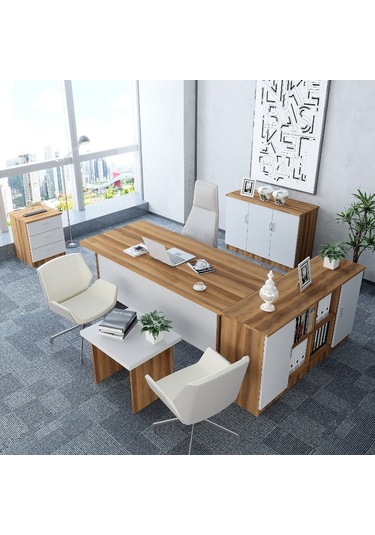 Oliver 5'li Ofis Takımı  Model 4 Çam Beyaz