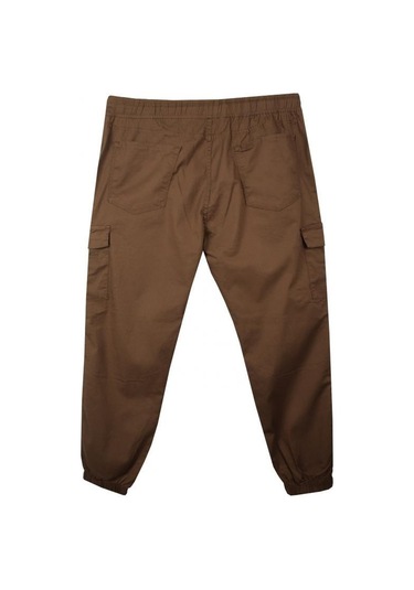 Kargo Cepli Büyük Beden Likralı Jogger Pantolon Taba