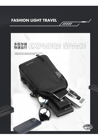 Erkek Büyük Kapasiteli Günlük Çapraz Çanta Koyu Mavi