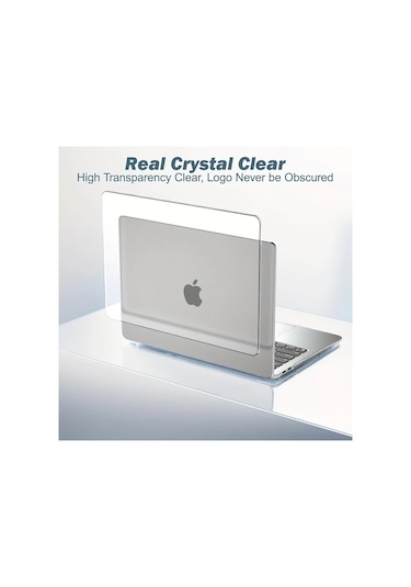 Honeybeeshop 4 Adet Ultra İnce Şeffaf Kılıf Macbook Uyumlu Air 13.3 M1 M2 M3 M4 Ekran Klavye Filmi Seti Cam Zambak Mavisi