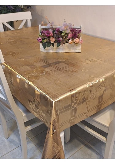 Gold Parlak Silinebilir Masa Örtüsü - Elyaflı Pvc Muşamba Gdl601 Bakır