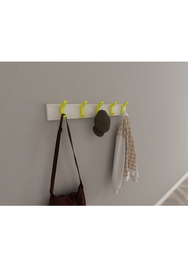 Hepsi3boyutlu Modern Duvar & Kapı Kanca Askılık - 5 Adet Sarı Kanca Askılık - Model No : 2 Sarı
