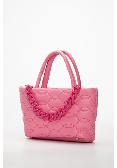 Kapitone Dikişli Zincirli Fuşya Kadın Omuz Çantası-1987 - Kadın - Kız Fuşya