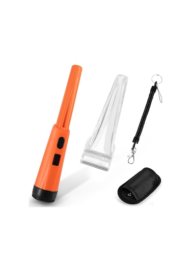 Lcd Ekran Metal Dedektörü Pinpointer El Pin Pointer Değnek Yetişkin Çocuklar İçin Yaylı Tokalı Hazine Bulucu Probu Pilsiz - Turuncu