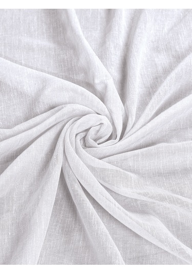 Keten Görünümlü Ekstrafor Büzgülü Beyaz Yüksek Kalite Tül Perde BEYAZ